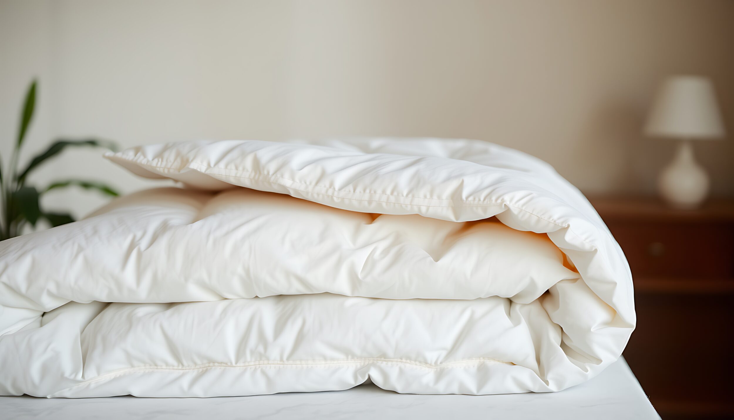 Stack White Pillows With Brown Blanket Top Them